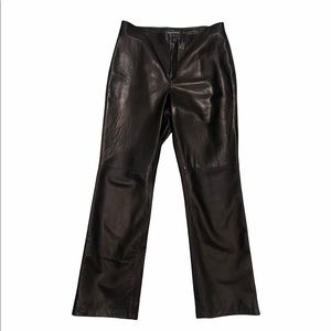 Banana Republic High Rise Black Lined Leather Straight Leg Pants Size 12
